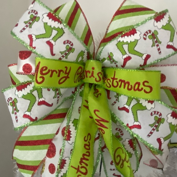 Christmas Grinch Wreath bow,Candy Cane,Christmas Tree topper,Christmas Decor - Picture 5 of 11